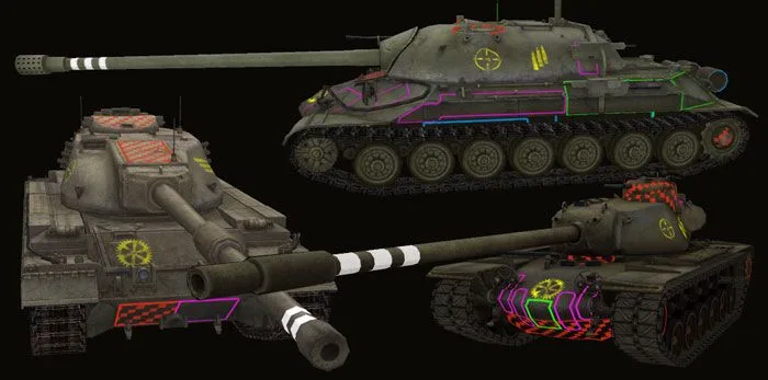 Контурные шкурки с зонами пробития для World of Tanks 