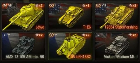 золотые иконки премиум танков в ангаре